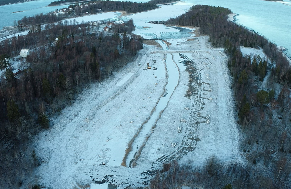 Moränavtäckning Norrbyskär (flygbild)