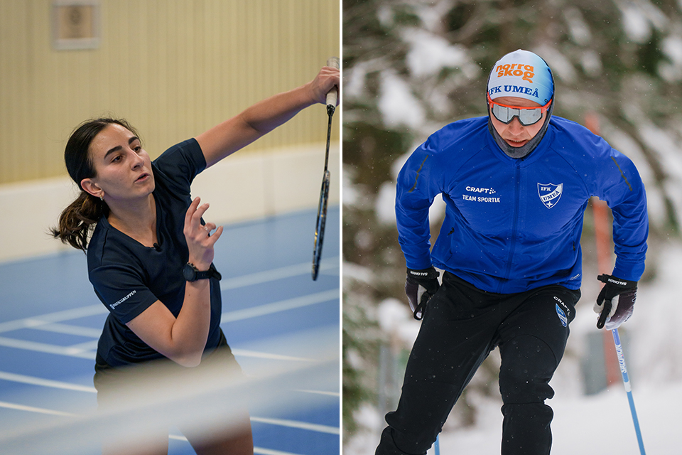 Bilden visar Romina och Simon när de utövar sina idrotter.