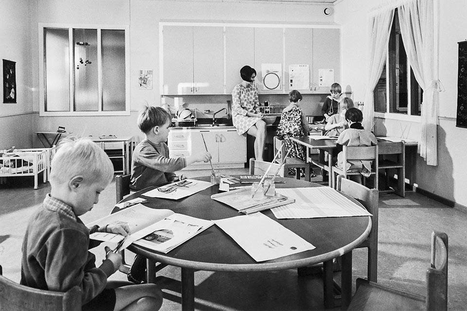 En syskongrupp på Berghems förskola. Foto: Bertil Ekholtz. Västerbottens museum.