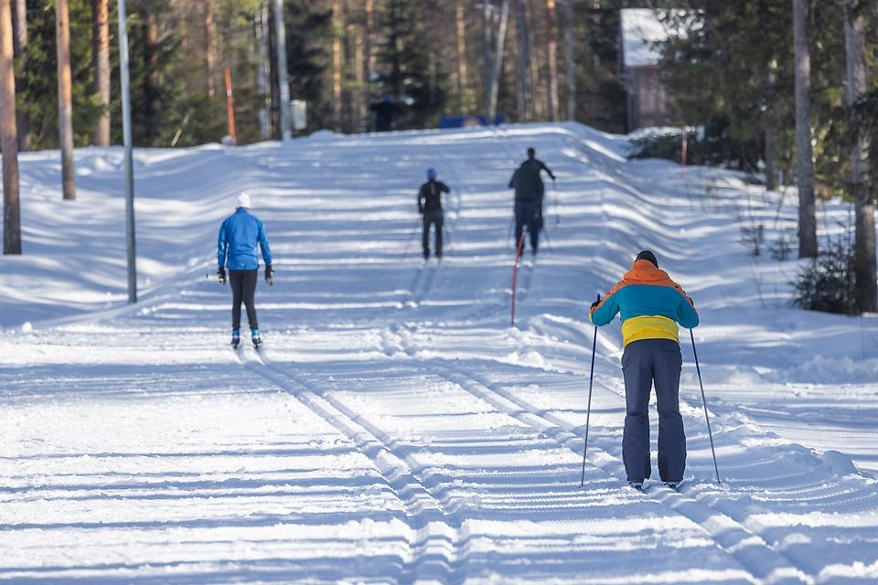Personer som åker längdskidåkning