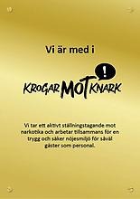 Plaketten som visar att aktören ingår i samarbetet Krogar mot Knark i Umeå.
