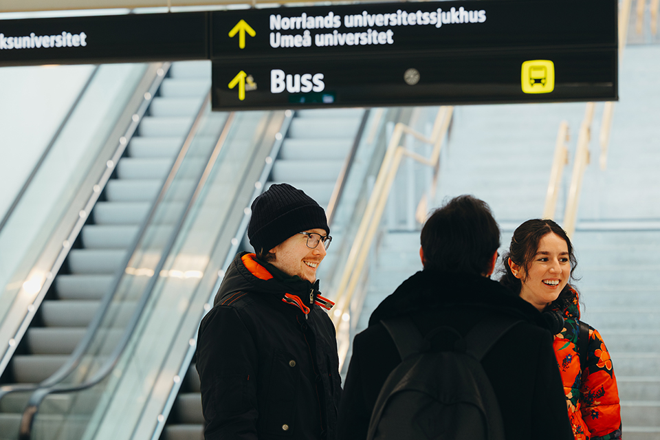 Arbetskollegor samtalar med varandra på Umeå Östra.