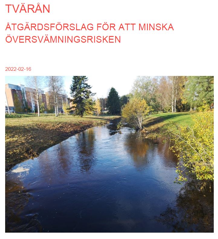 Omslagsbild från WSP:s rapport om Tvärån - den visar en bild på Tvärån. 