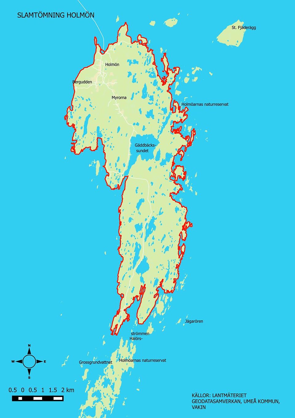 Karta för slamtömning på Holmön.