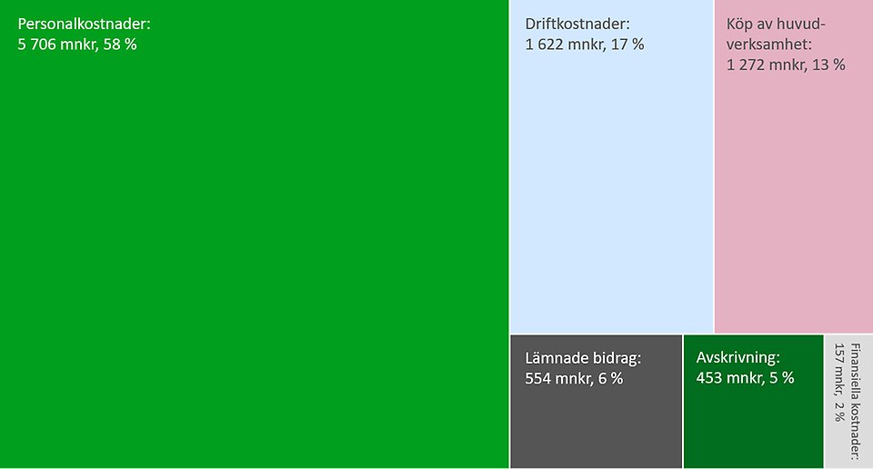 Diagram över kommunens kostnader 2021