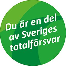 Puff med text "Du är en del av Sveriges totalförsvar!"