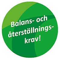 Dekorrundel med text "Balans- och återställningskrav!"