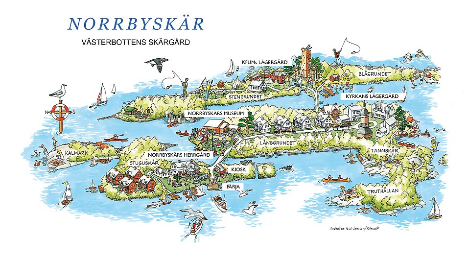 Illustration över Norrbyskär, Umeå kommun 